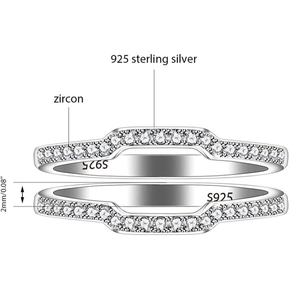 🆕 Women Silver Promise Rings Stackable Sterling Wedding Engagement Anniversary - Picture 7 of 8